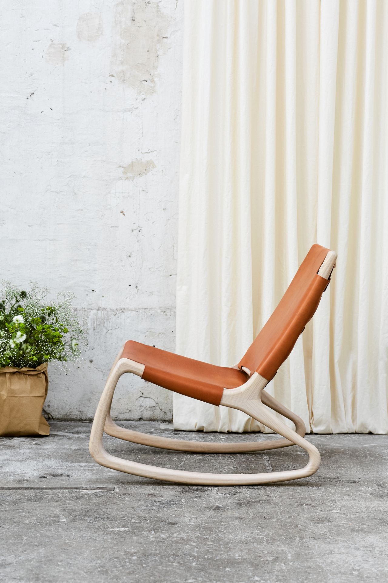 Rocker Chaise berçante Harness cuir Mater