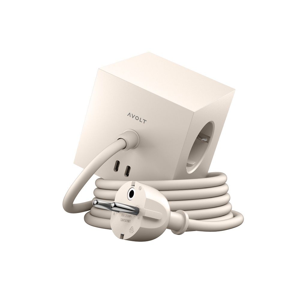 Square 1 - Avolt Cube de prises avec USB C dfp Design Beige