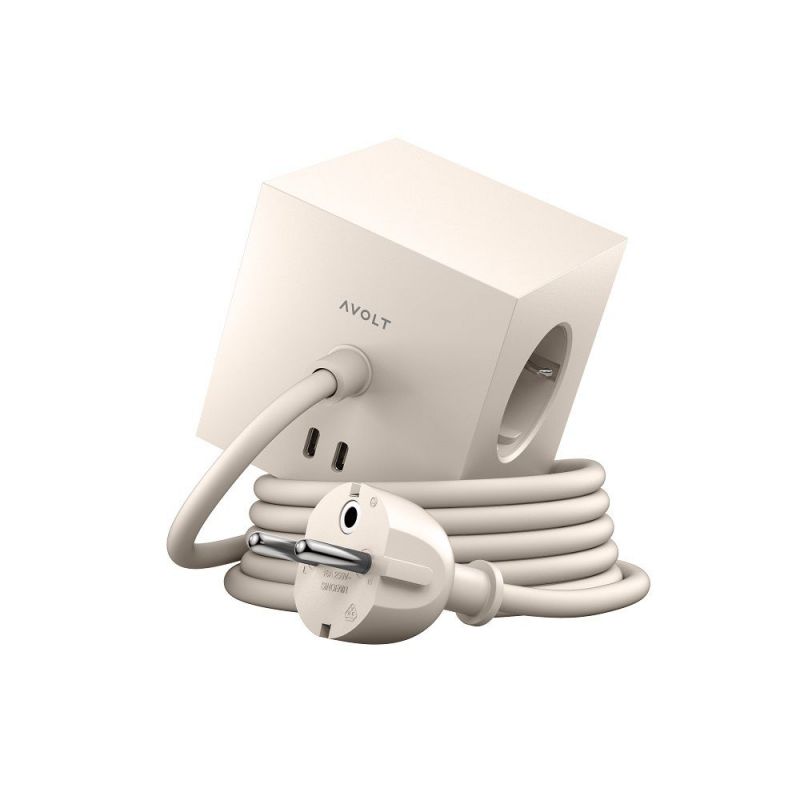 Square 1 - Avolt Cube de prises avec USB C dfp Design Beige