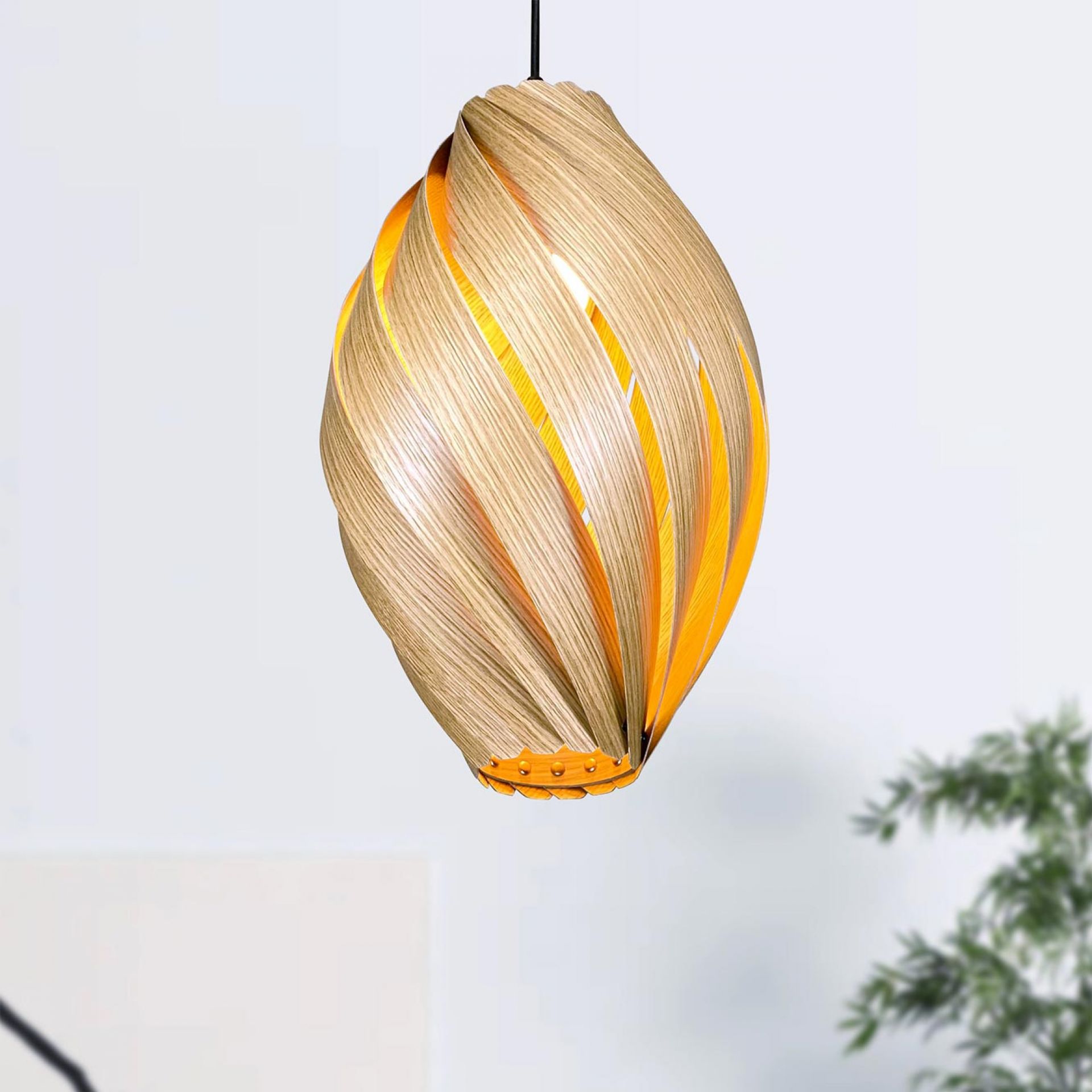 Ardére Lampe à suspendre arrondi Chêne Gofurnit