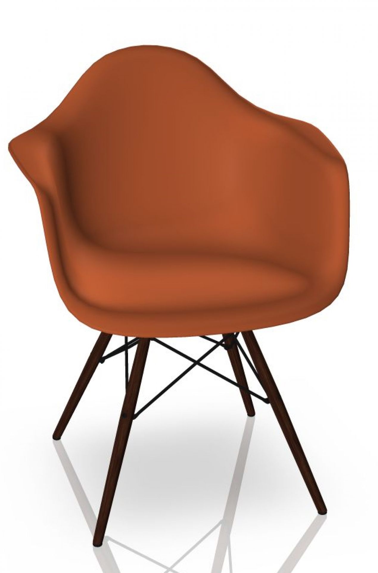 Eames Plastic Arm Chair DAW Chaise Vitra Érable foncé - Poppy red