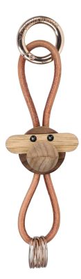 Singe porte-clés métal doré avec cuir naturel Kay Bojesen