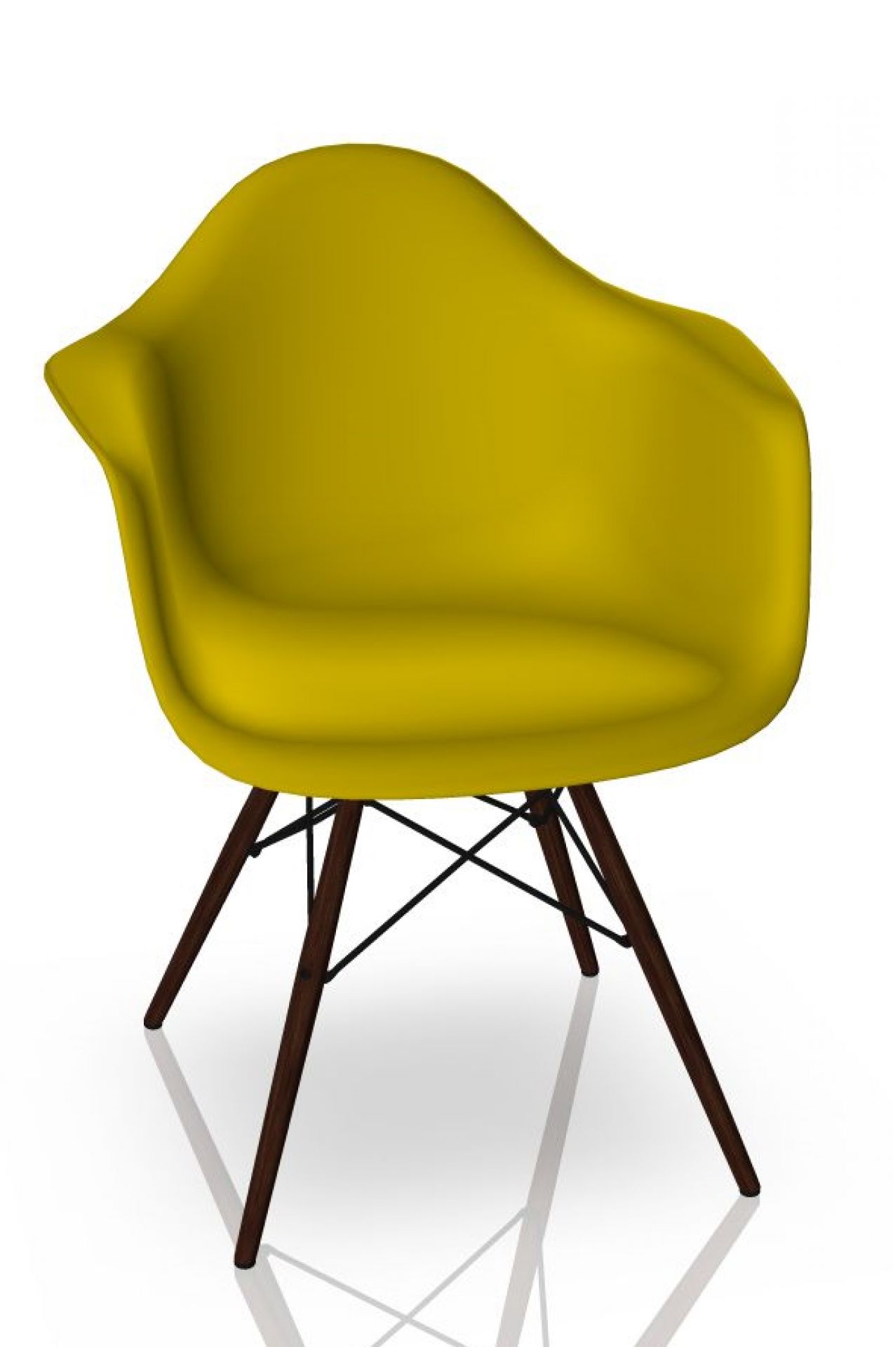 Eames Plastic Arm Chair DAW Chaise Vitra Érable foncé - Moutarde
