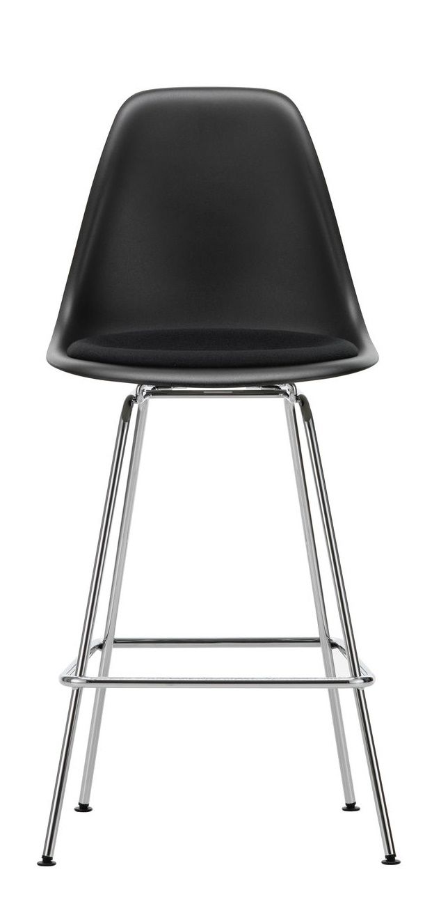 Eames Plastic Bar Stool Tabouret de bar moyen avec coussin d'assise Vitra
