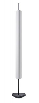 Emi Stehleuchte von Flos in Off-White: Moderne Stehlampe mit zylindrischem Schirm und schwarzem Fuß.