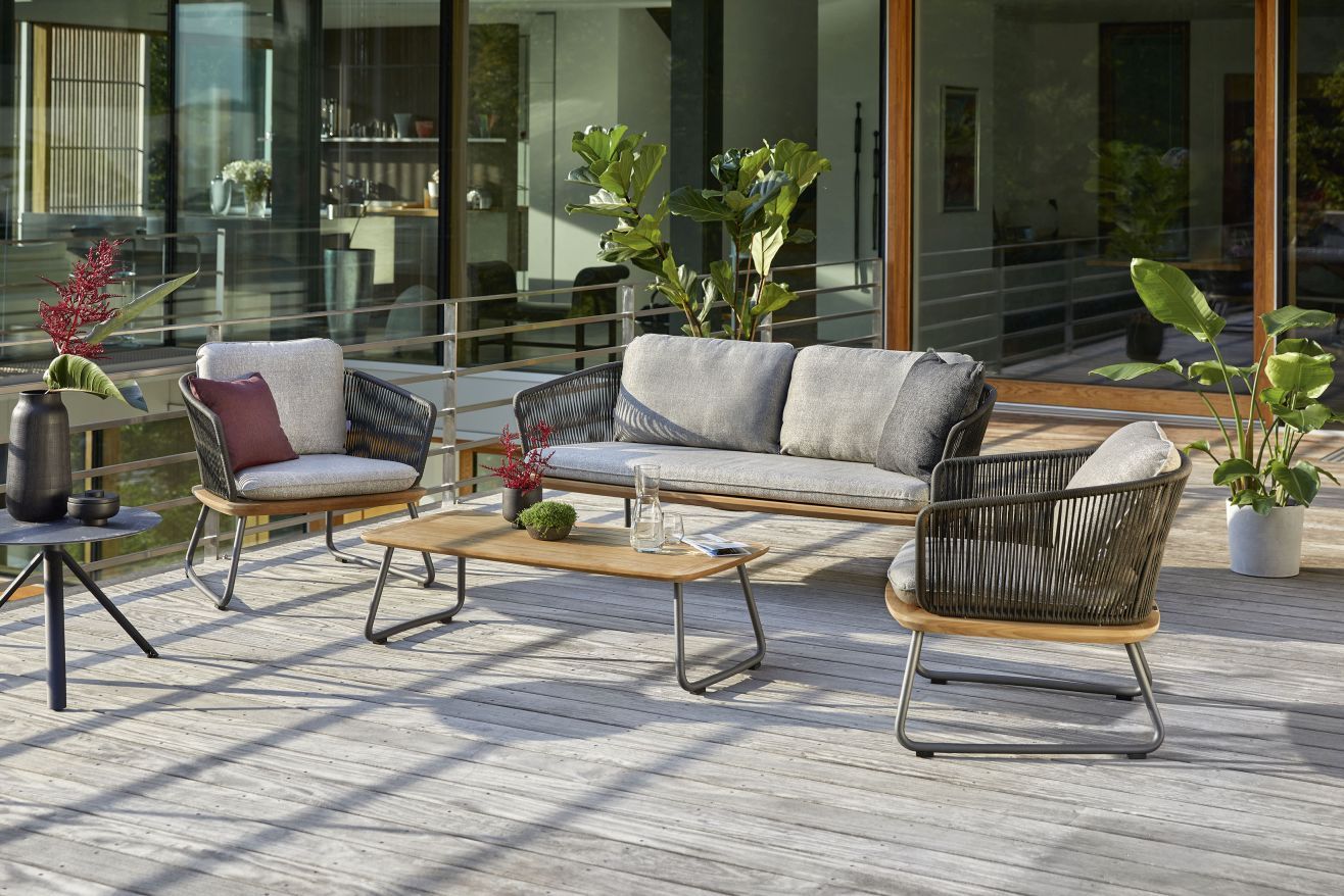 Denia Dining Fauteuil Outdoor avec coussin d'assise et de dossier Zori Matcha Weishäupl 