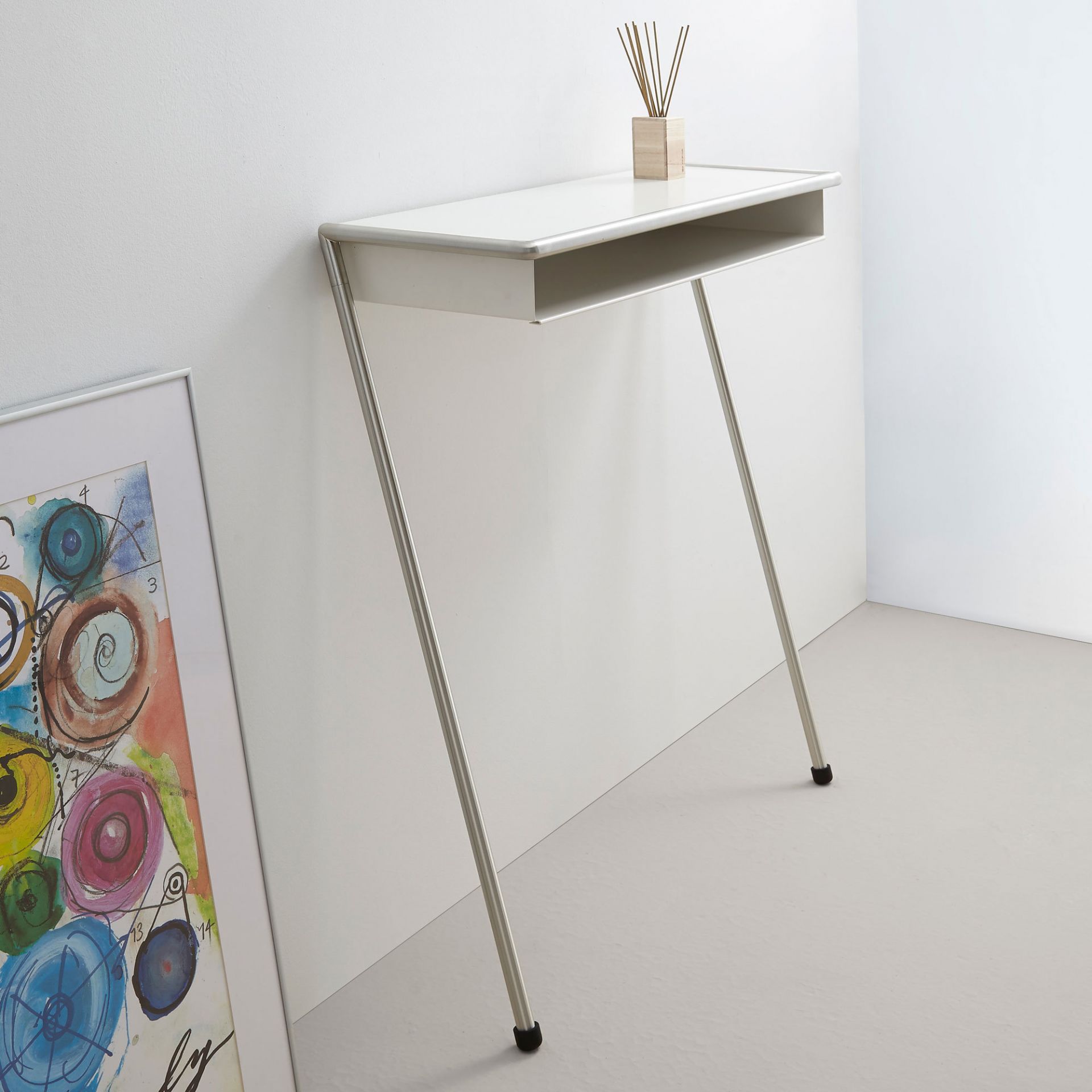 Lola Console penchée Mox cadre chromé brillant blanc