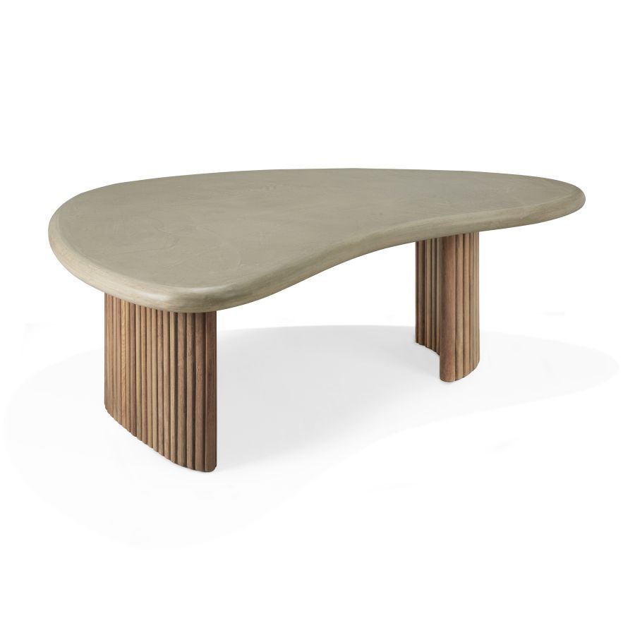 Boomerang Table basse d'extérieur béton/teck Ethnicraft