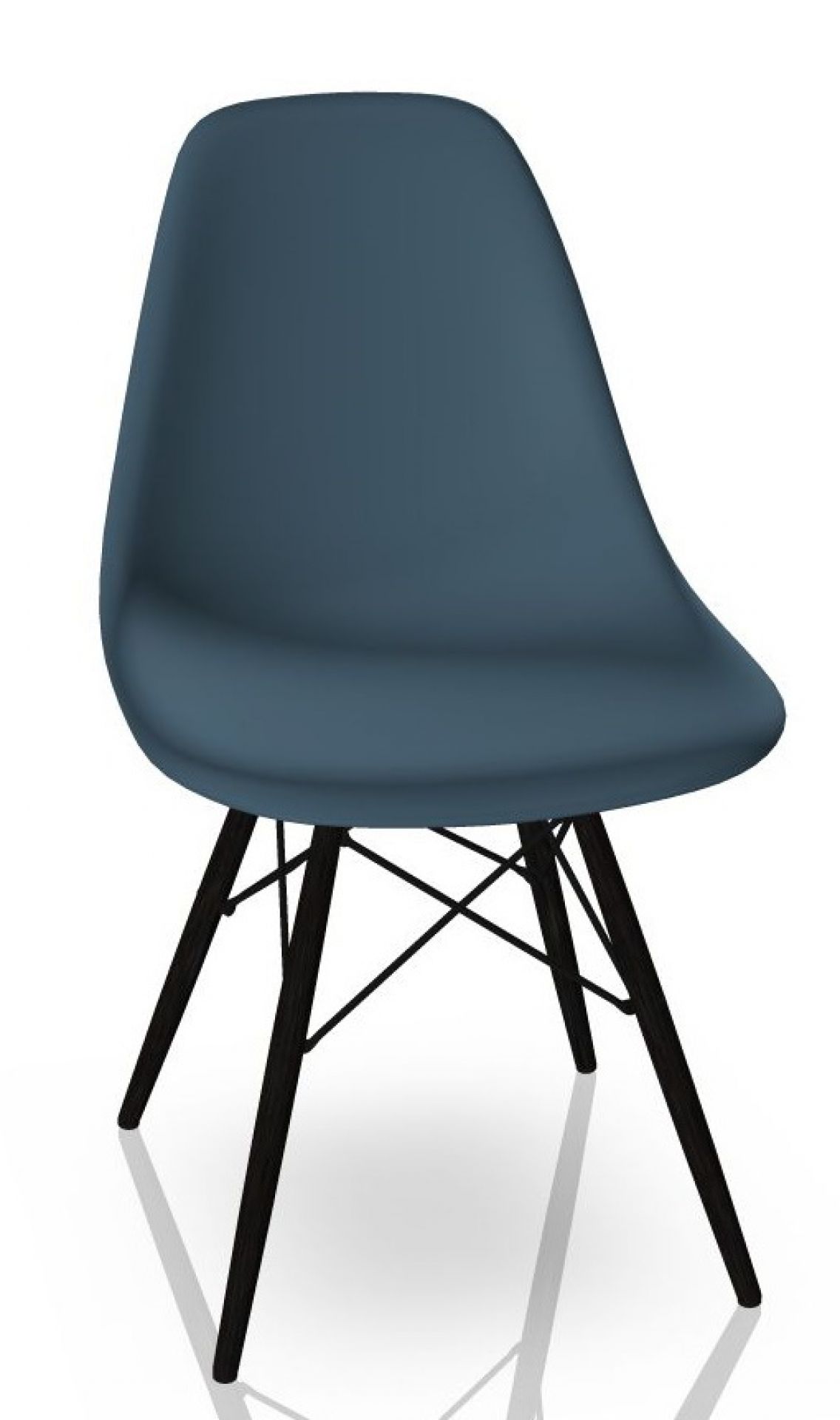 Eames Side Chair DSW in Meeresblau mit schwarzem Ahorn-Holzgestell, moderner Designklassiker von Vitra.