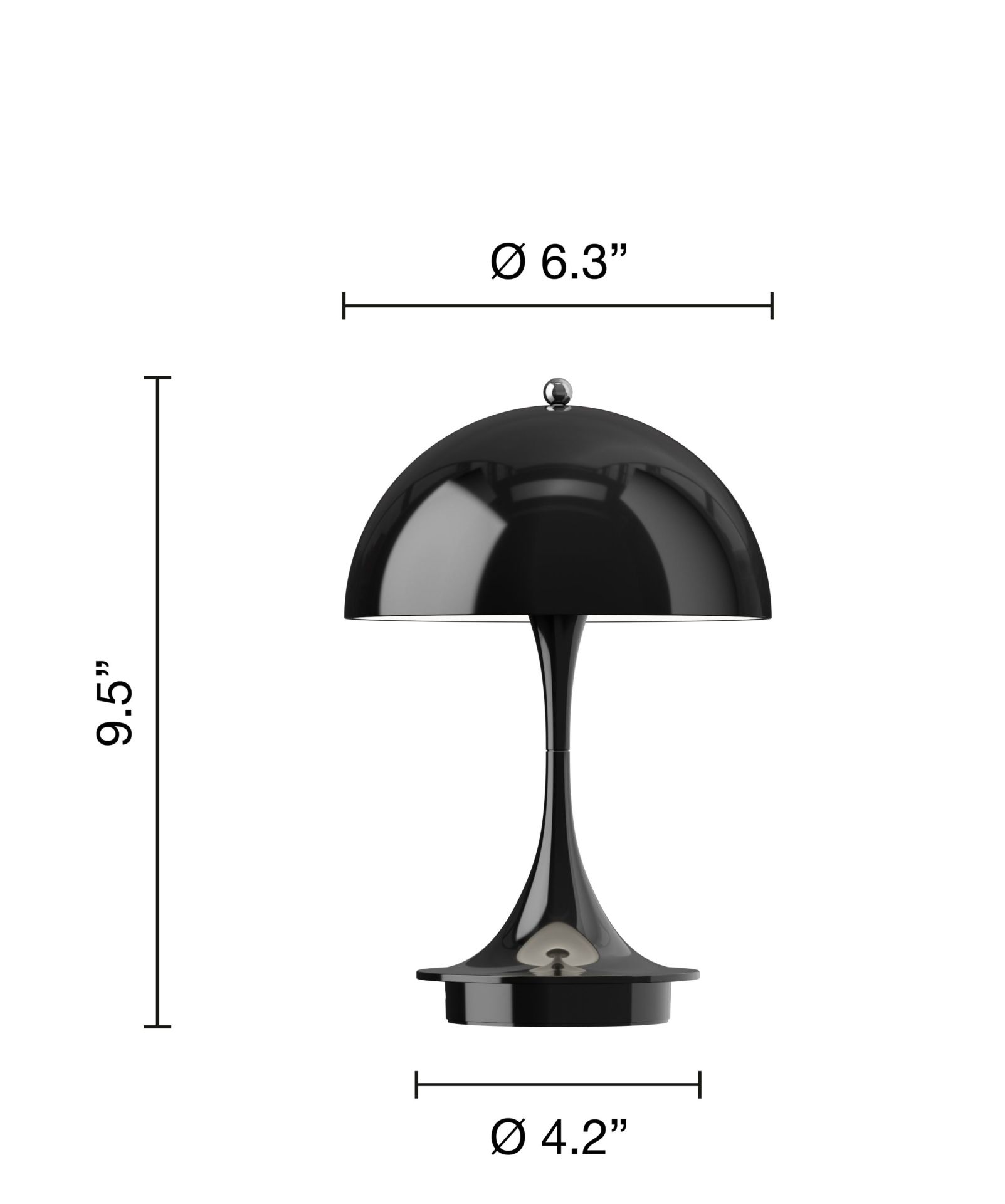 Panthella 160 Portable V3 Lampe de table à LED rechargeable Intérieur/Extérieur Louis Poulsen Noir opaque
