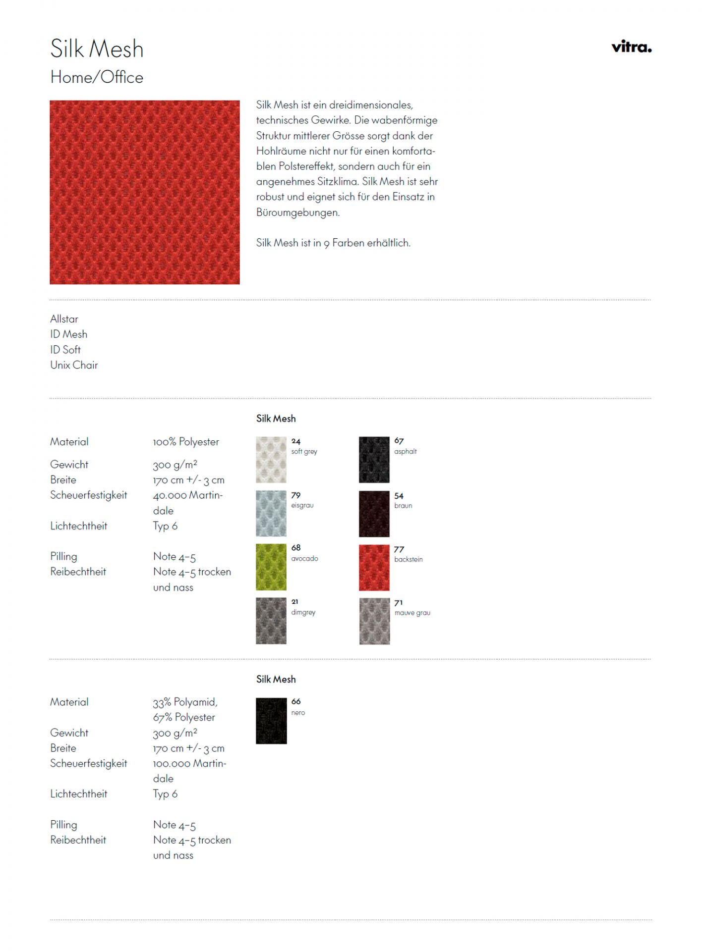 Carte échantillon Silk Mesh Vitra