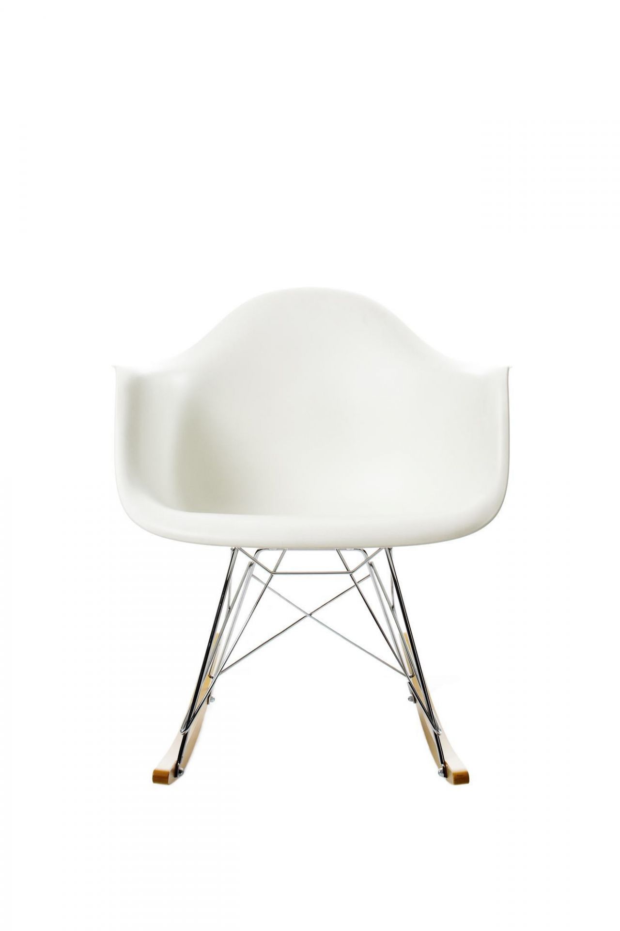Eames Plastic Arm Rocking Chair chaise à bascule RAR Vitra Érable jaunâtre - Chromé - Blanc
