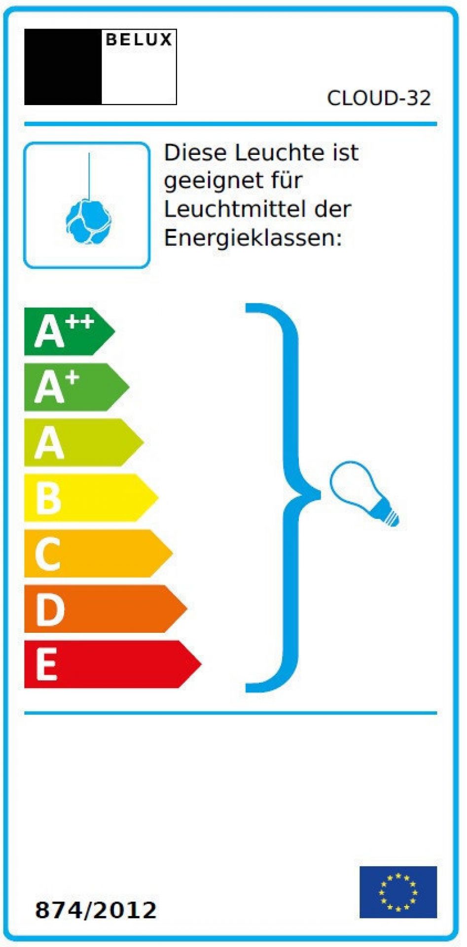 E27 Cloud Lumière Pendentif Belux