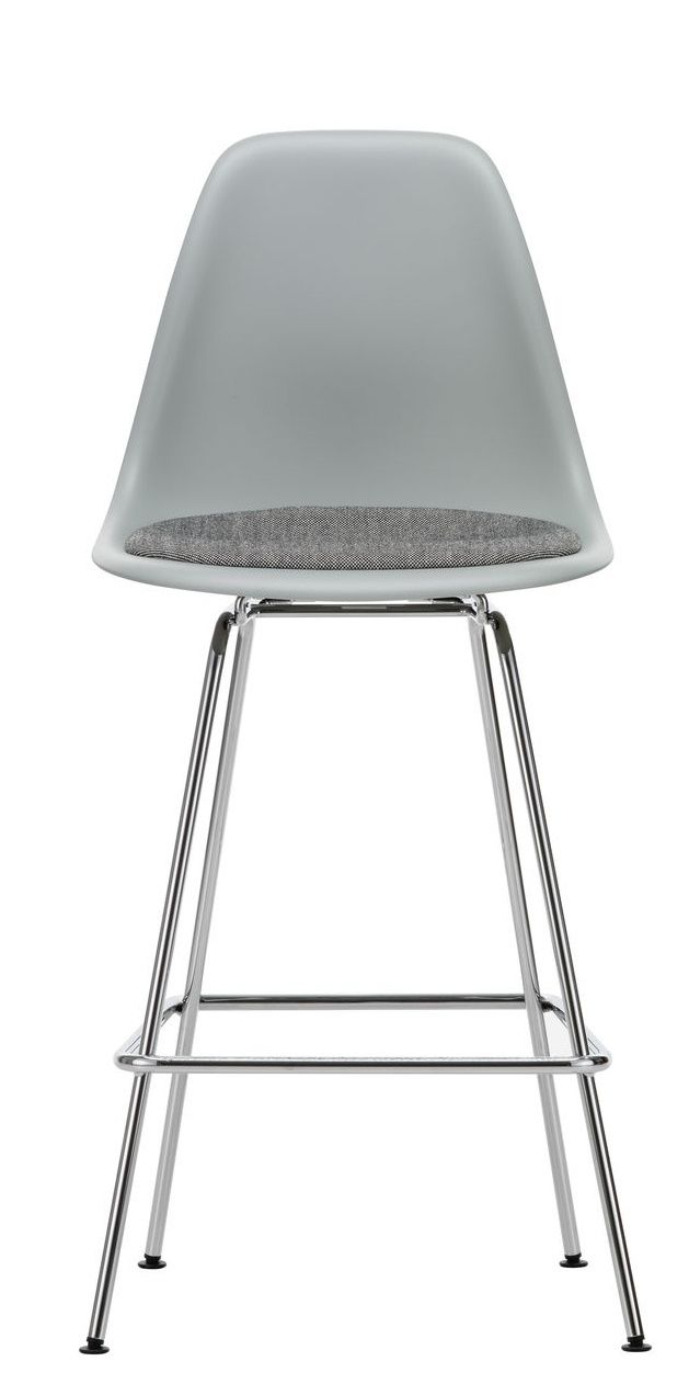 Eames Plastic Bar Stool Tabouret de bar moyen avec coussin d'assise Vitra