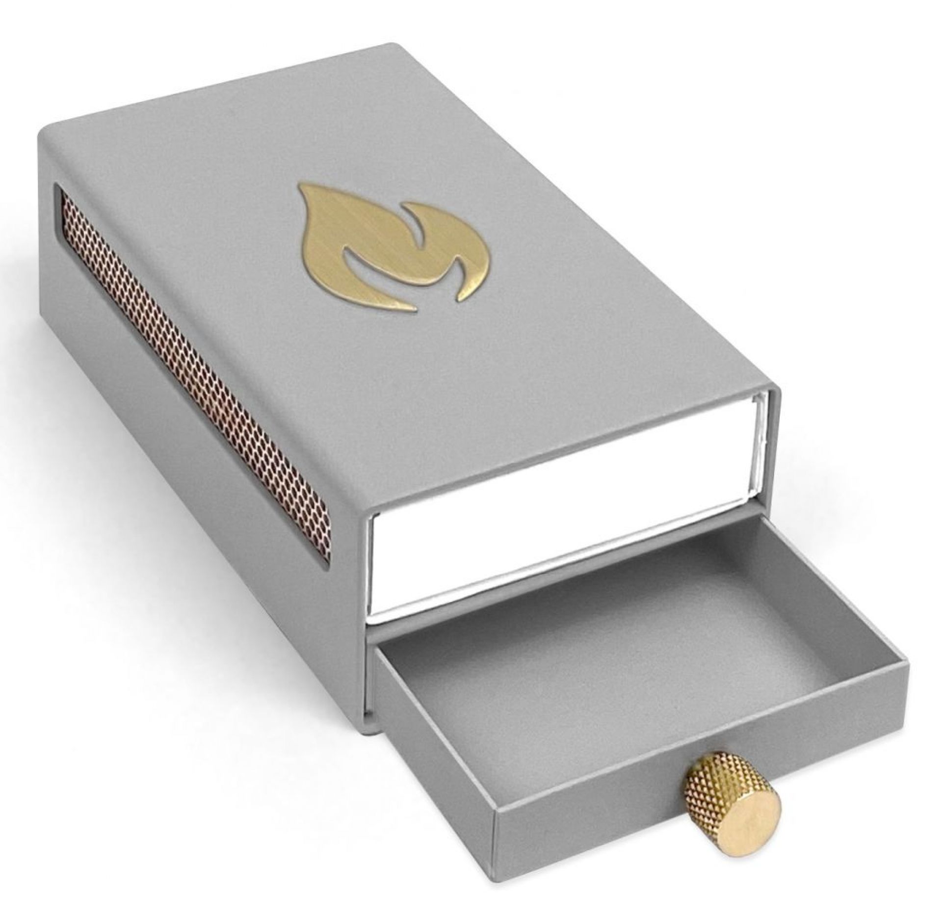 Housse design pour boîte d'allumettes Gris / Or Nordic Flame OFFRE SPECIALE