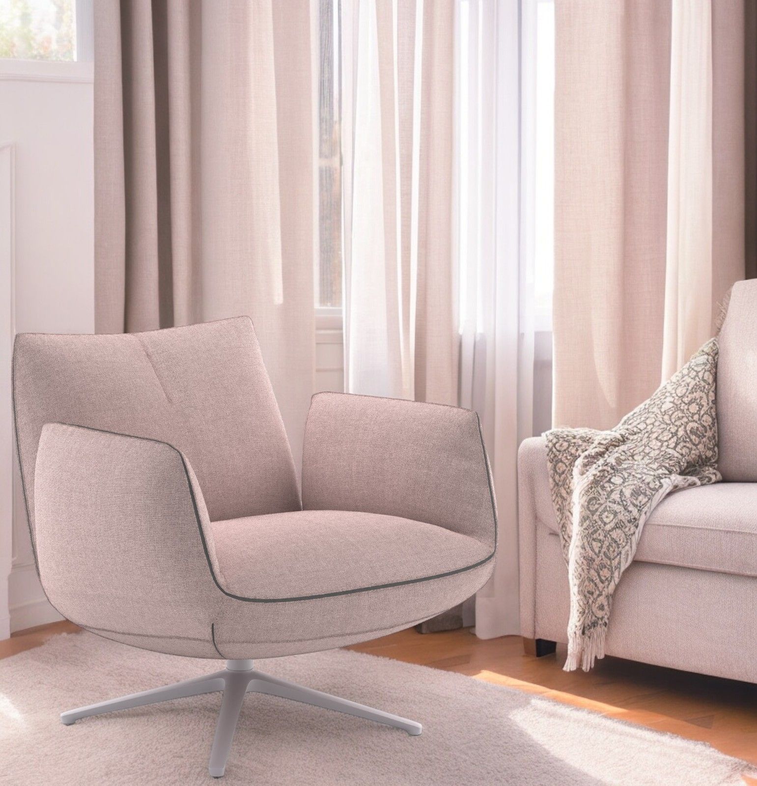 Jalis Fauteuil club / Fauteuil pivotant avec structure à 4 pieds Cor