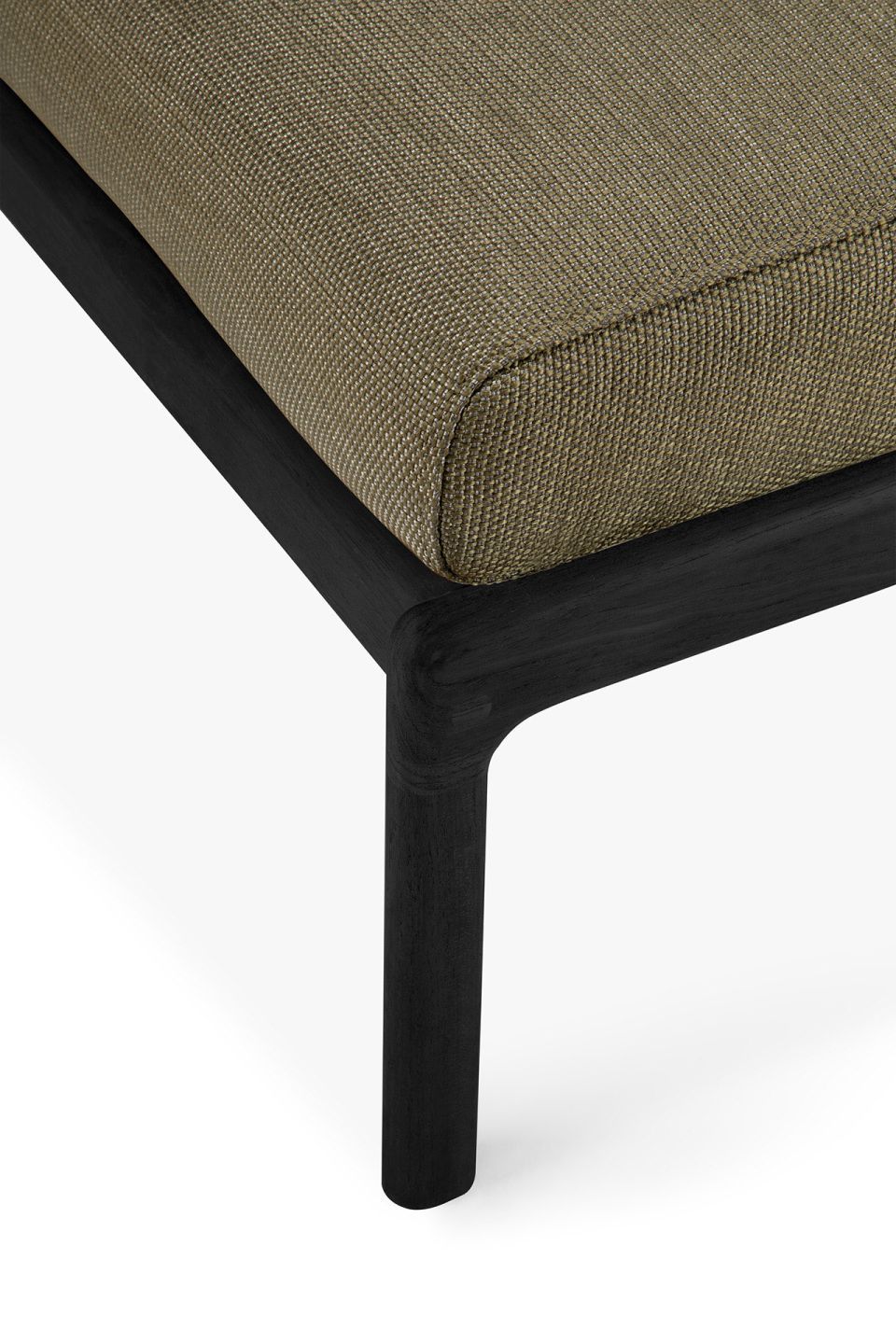 Tabouret d'extérieur rembourré Jack en teck, tissu noir et vert Ethnicraft