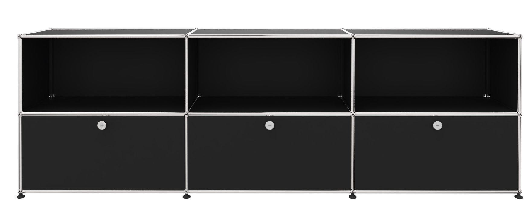 USM Haller Sideboard 3 Open / 3 Flaps Noir graphite - FAST DELIVERY     