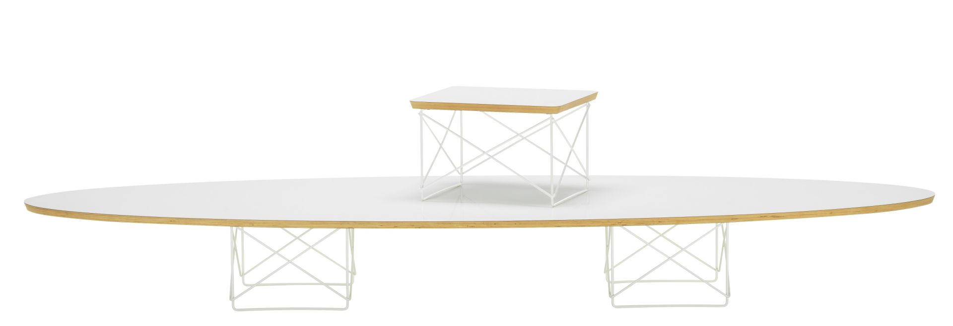Elliptical Table ETR Table Eames / table basse Vitra HPL blanc, piétement blanc revêtu par poudre