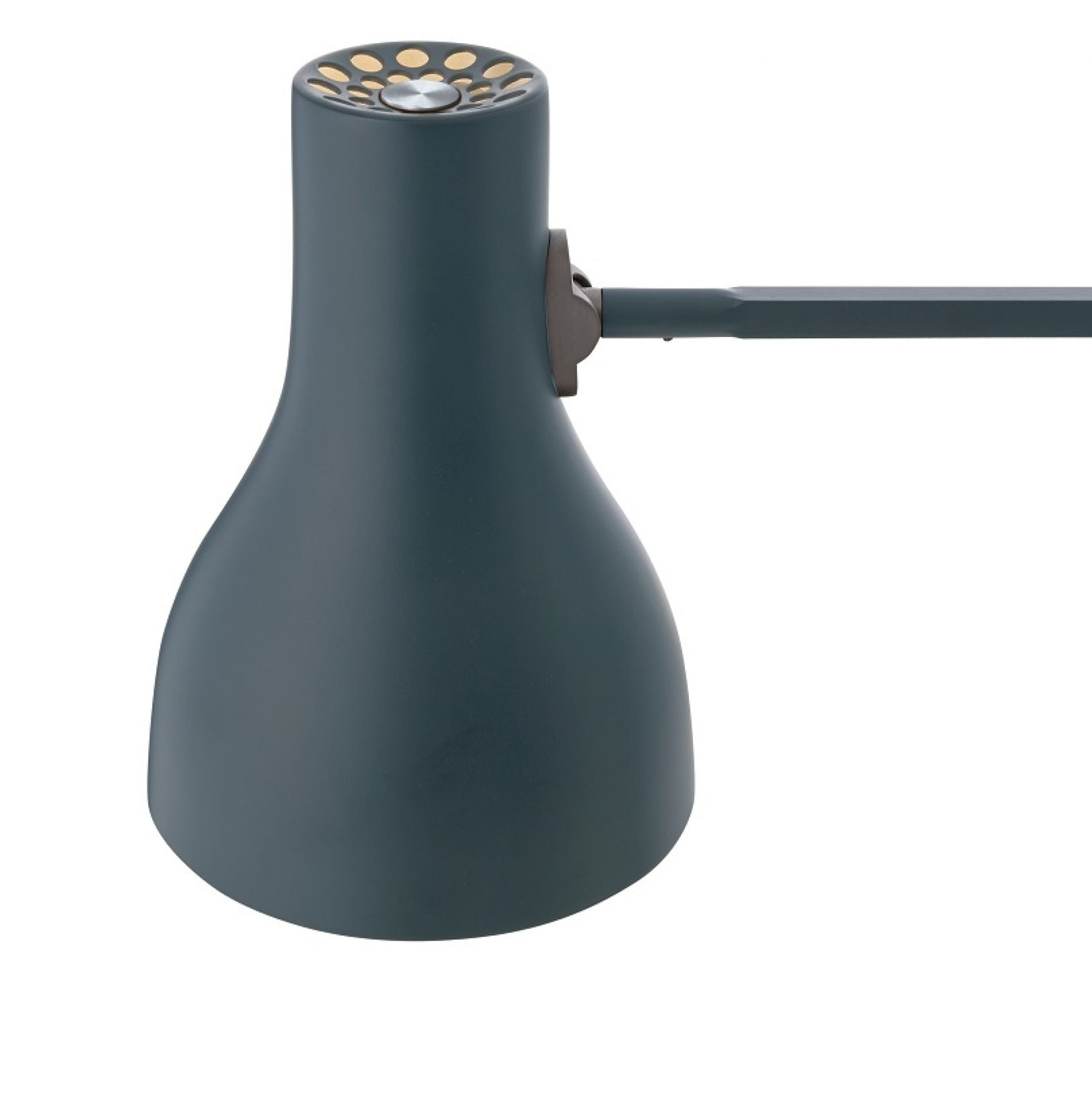 Detailaufnahme der Anglepoise Type 75 Tischleuchte in Schiefergrau, modernes Design für Büro und Zuhause.