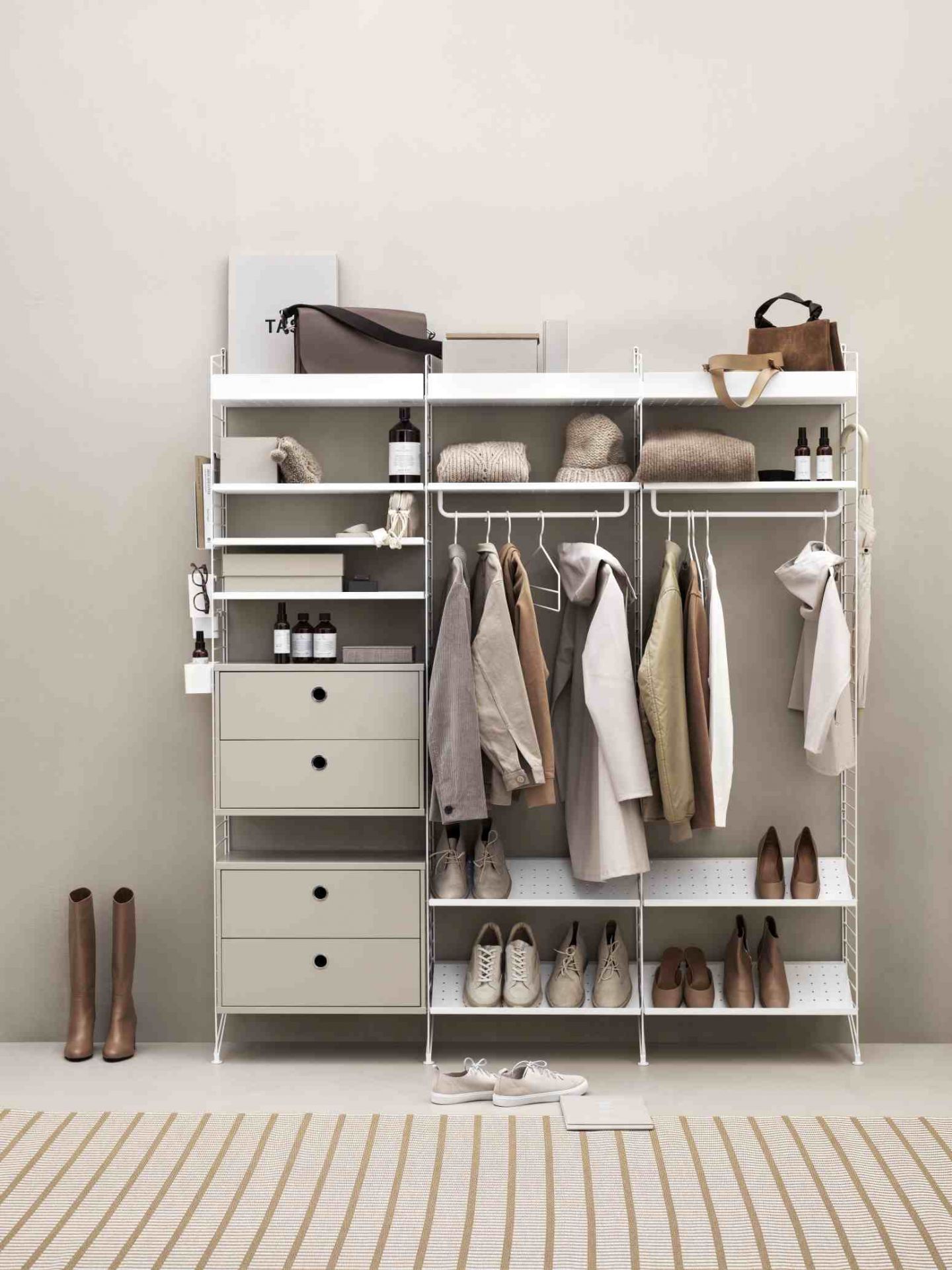 Système de rayonnage au sol de la chambre à coucher à cordes C String Furniture Beige - Beige