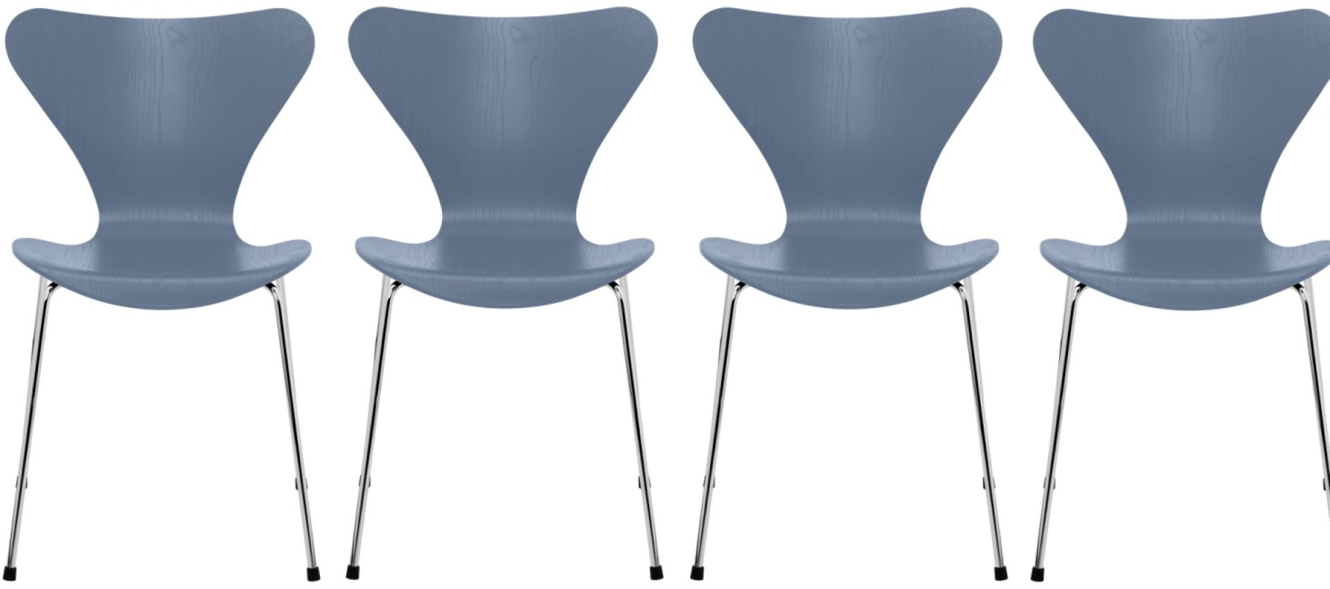 Sept / Série Chaise 3107 Frêne Set de 4 pièces Fritz Hansen  Dusk  blue