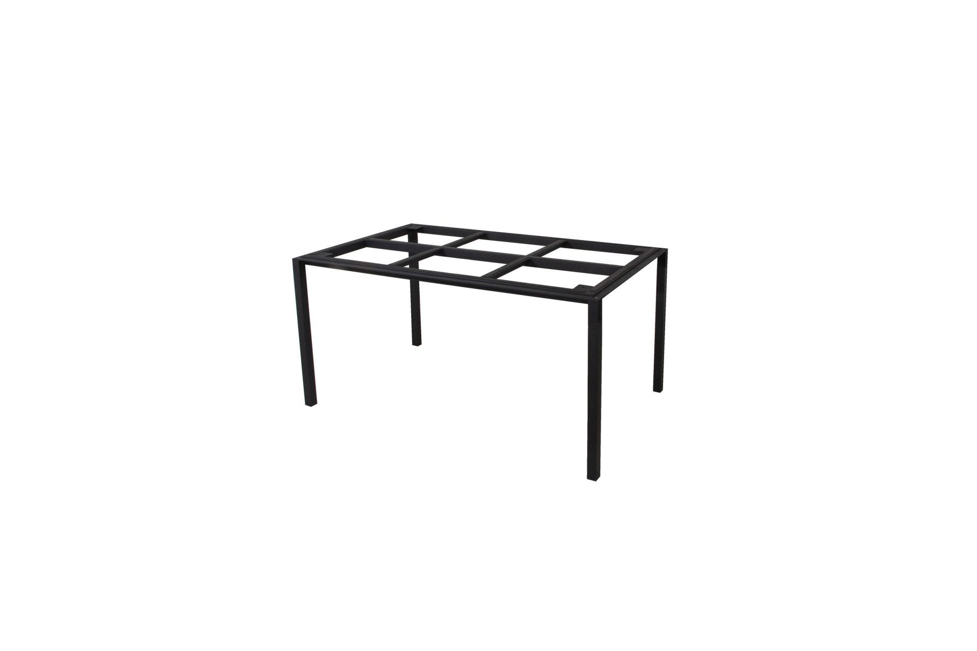 Schwarzes Cane-Line Tischgestell für Outdoor Esstisch, robust und modern, ohne Tischplatte.