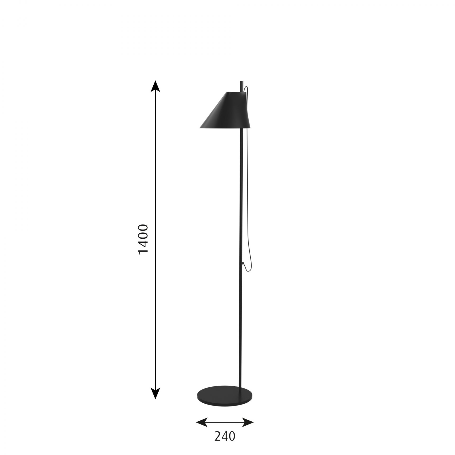 Yuh LED Lampadaire Louis Poulsen Noir