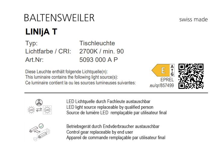 LINIjA T Lampe de Table Baltensweiler
