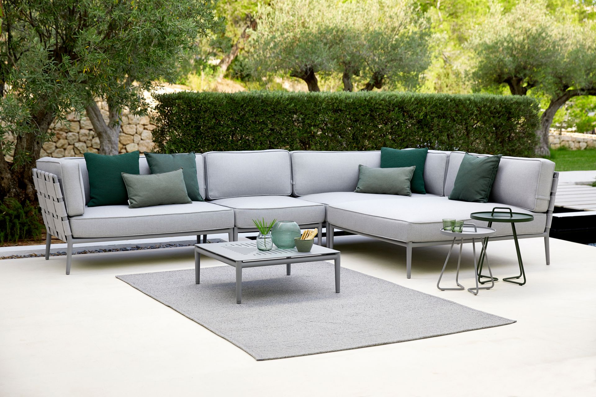 Conic AirTouch Outdoor 2 places modulaire canapé droite gris clair Cane-Line