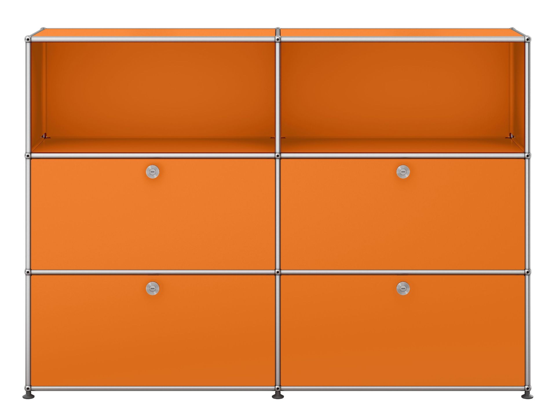 USM Haller Armoire haute USM Haller 4 portes / 2 ouvertes orange pur