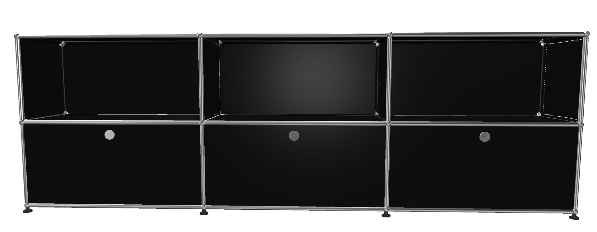 USM Haller Sideboard 3 Open / 3 Flaps Noir graphite - FAST DELIVERY     
