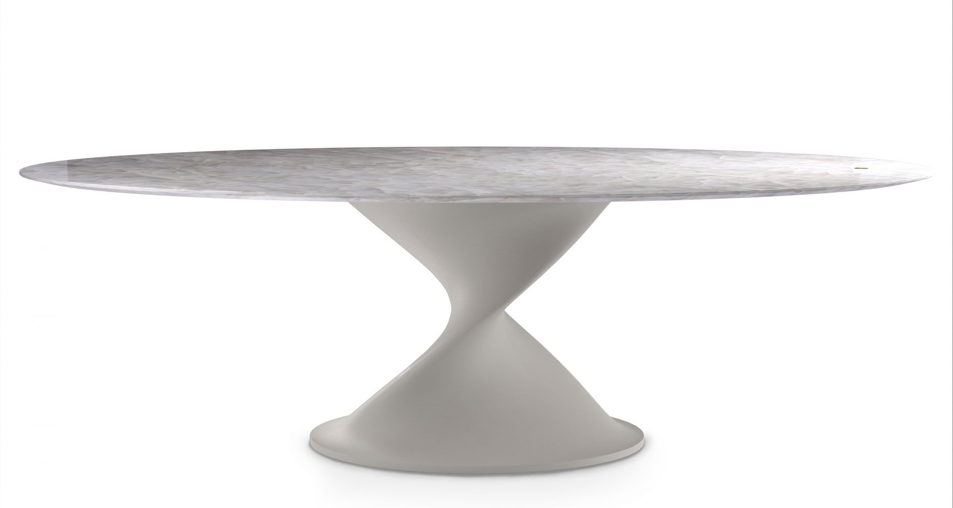 Glissando table à manger Naica quartzite, cuir crème Mansi London 