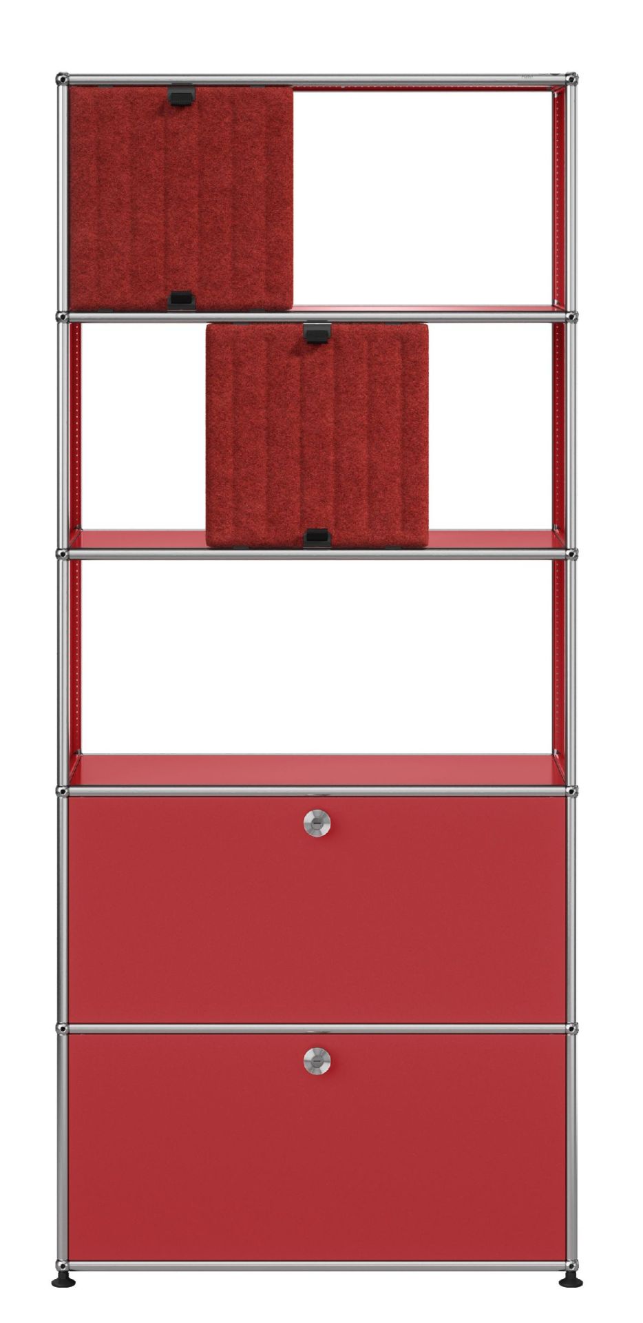 USM Haller Étagère avec panneaux souples M69 rouge rubis