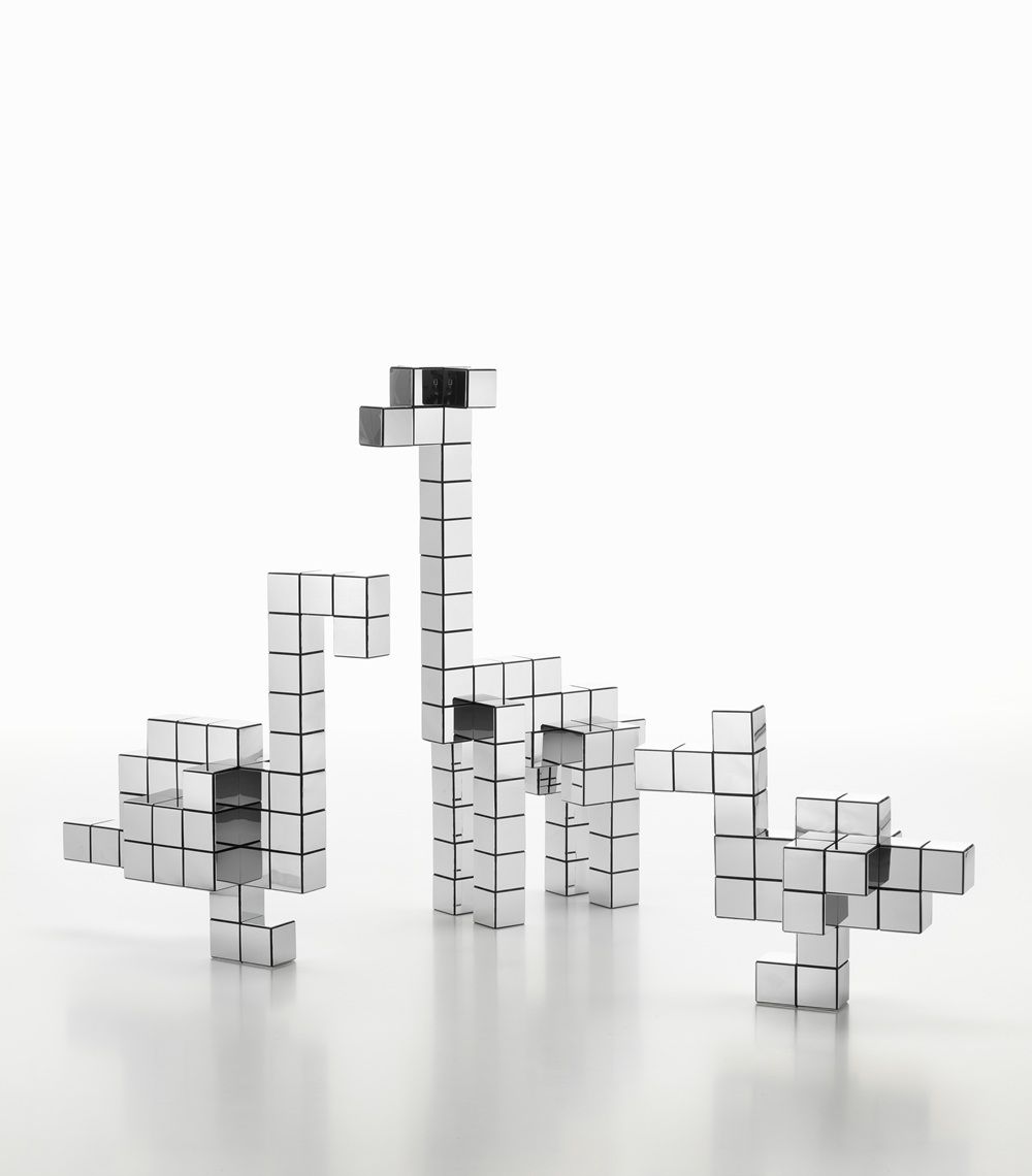 Panton Cubes Flamingo Chrome Sculpture Vitra