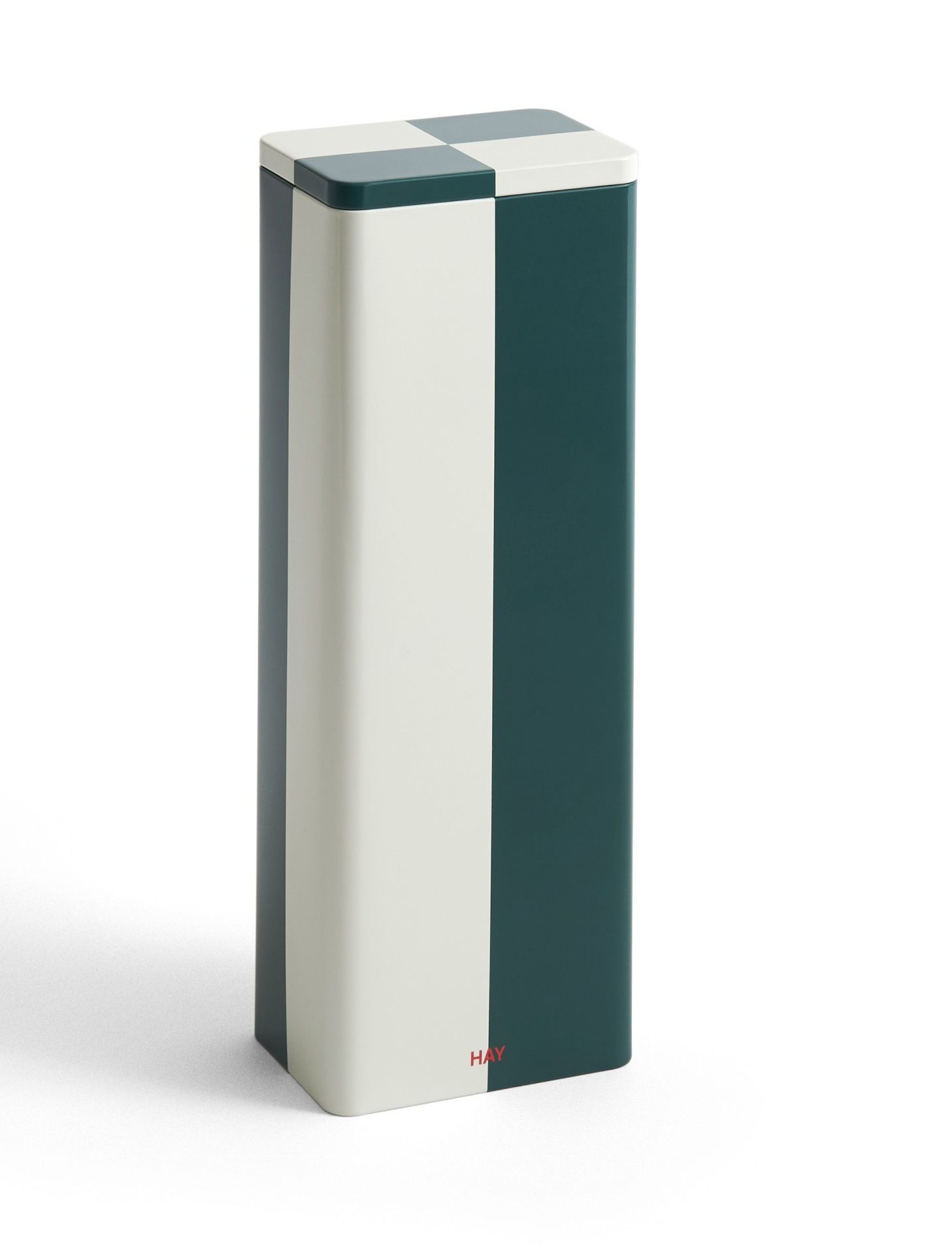 Tin Container Slim Green and off-white Boîte de rangement Hay 