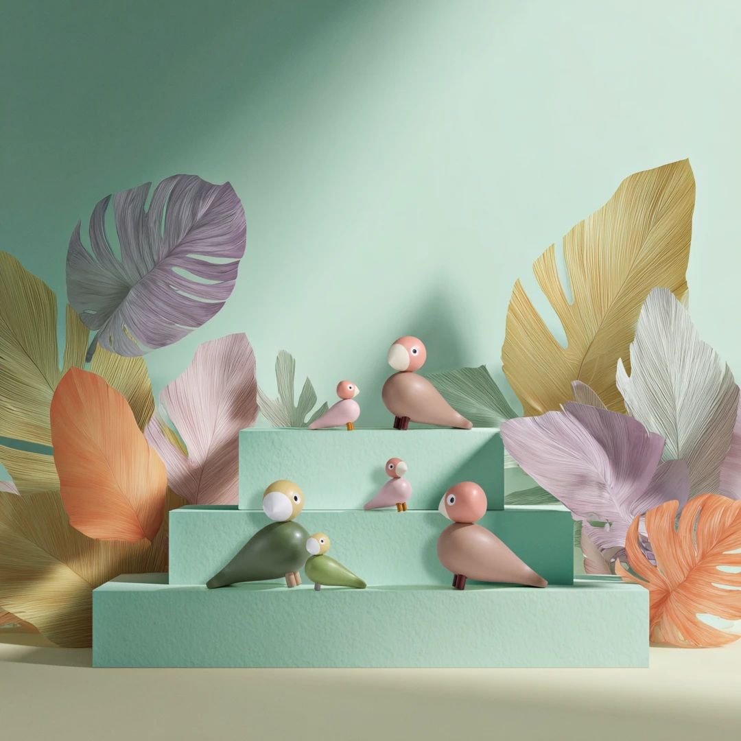 Liv & Lykke Rosa Oiseaux chanteur Kay Bojesen