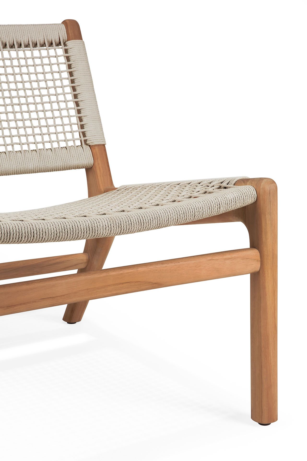 Jack Woven Fauteuil Lounge Extérieur Teck Cordon Beige Ethnicraft