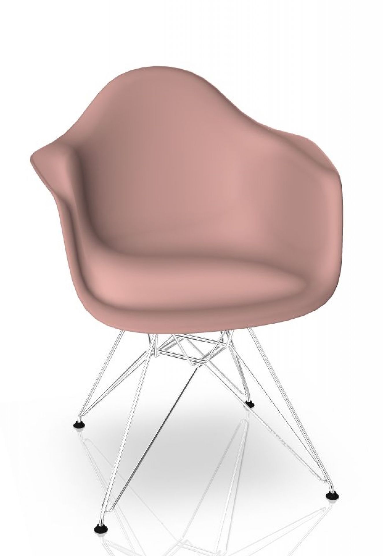 Eames Plastic Arm Chair DAR Chaise Vitra Chromé - Rose tendre
