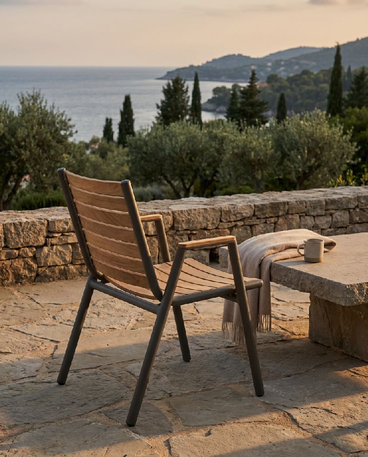 Pilotis fauteuil avec accoudoirs teck extérieur Fermob