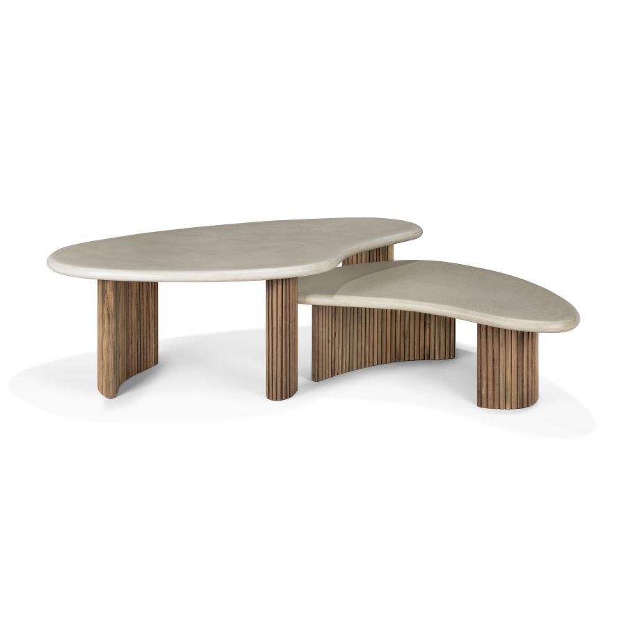 Boomerang Table basse d'extérieur béton/teck Ethnicraft