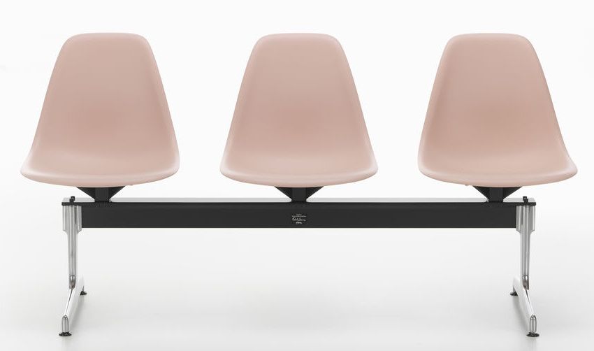 Eames Plastic Side Chair RE sur traverse Vitra 