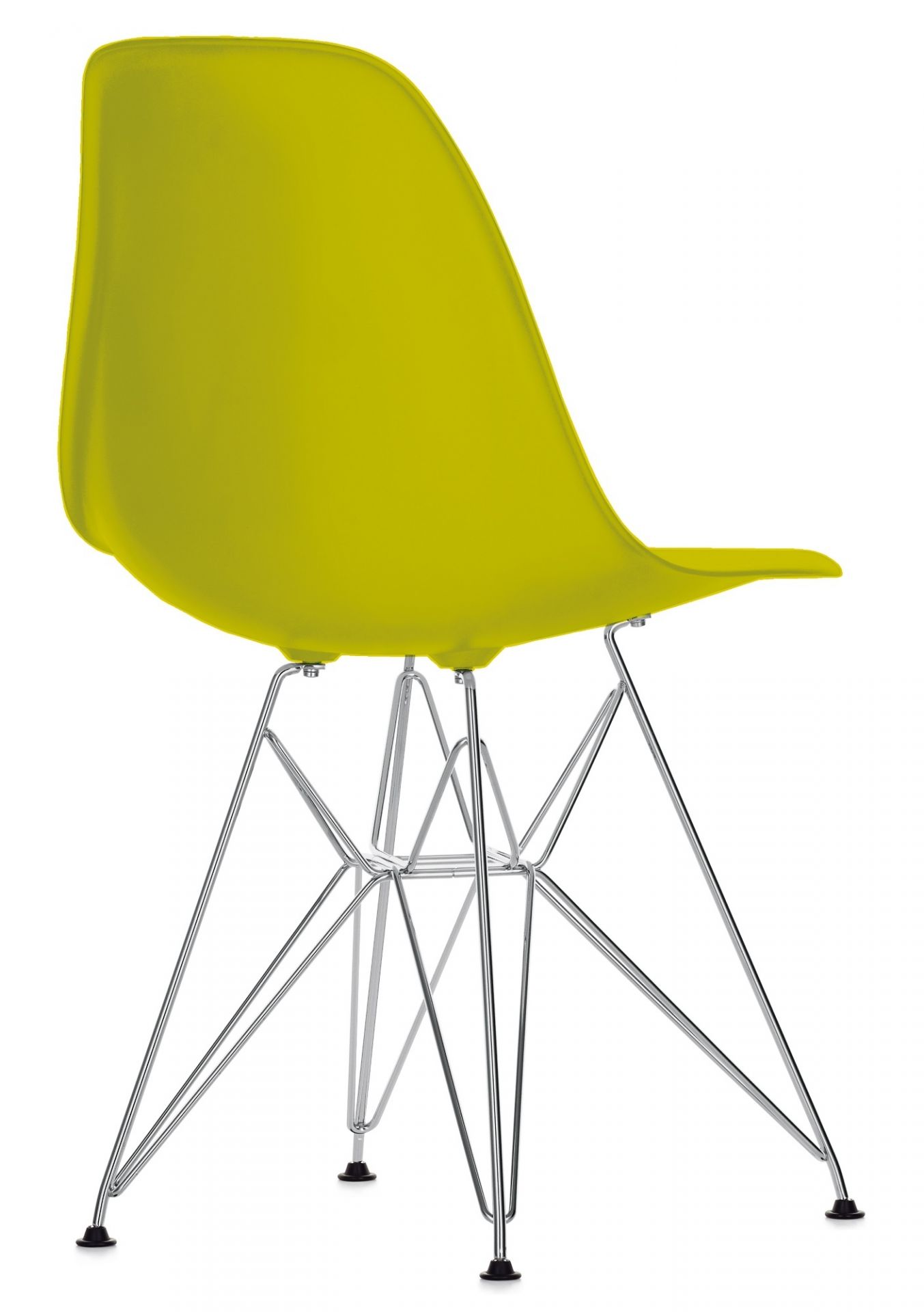 Eames Plastic Side Chair DSR Chaise Vitra Chromé-Moutarde
