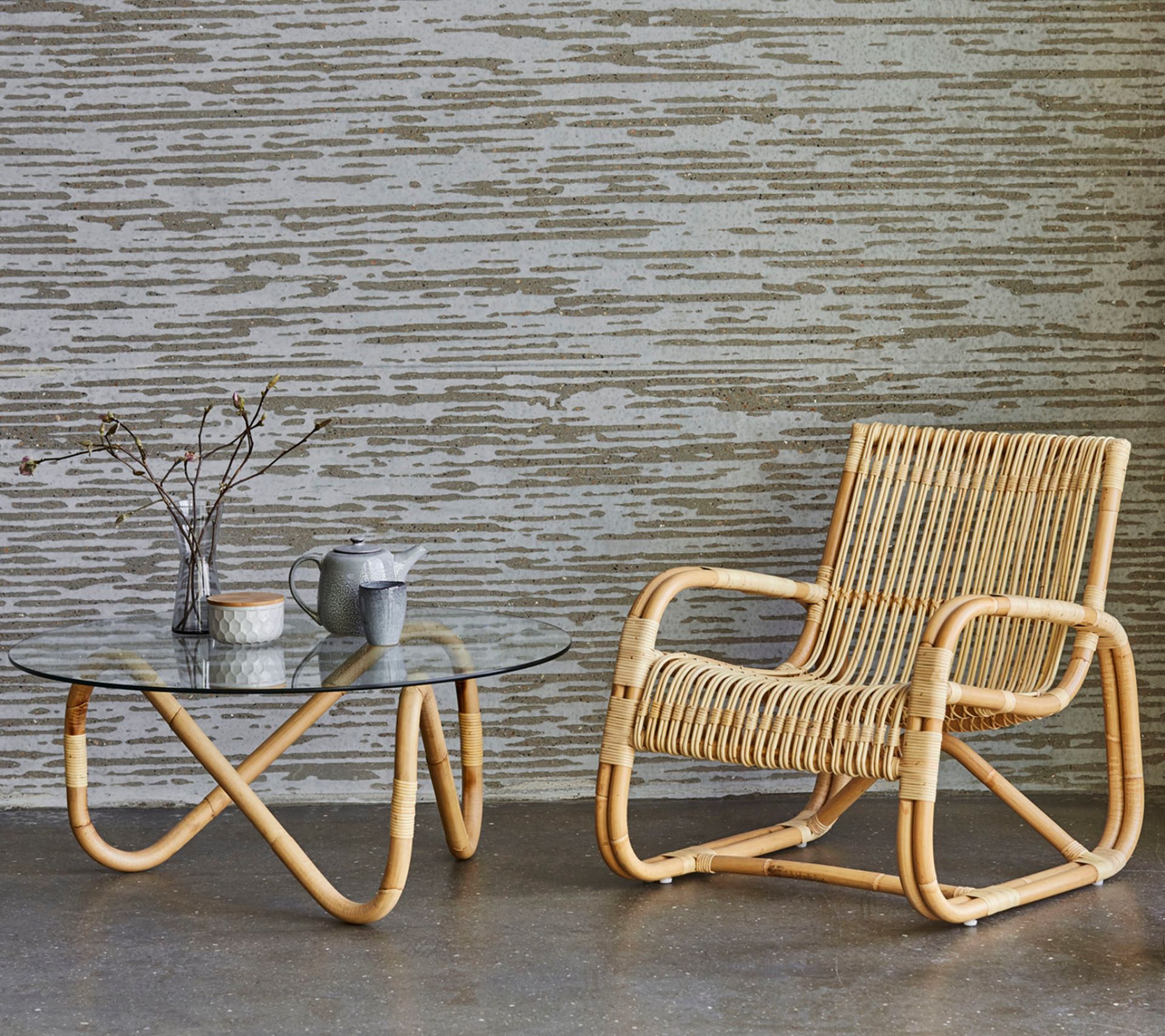 Curve chaise longue naturel/noir Cane-Line