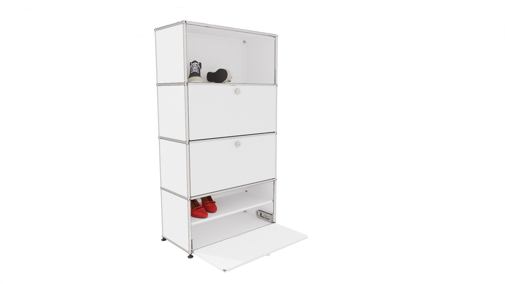 armoire à chaussures USM Haller avec rabat blanc