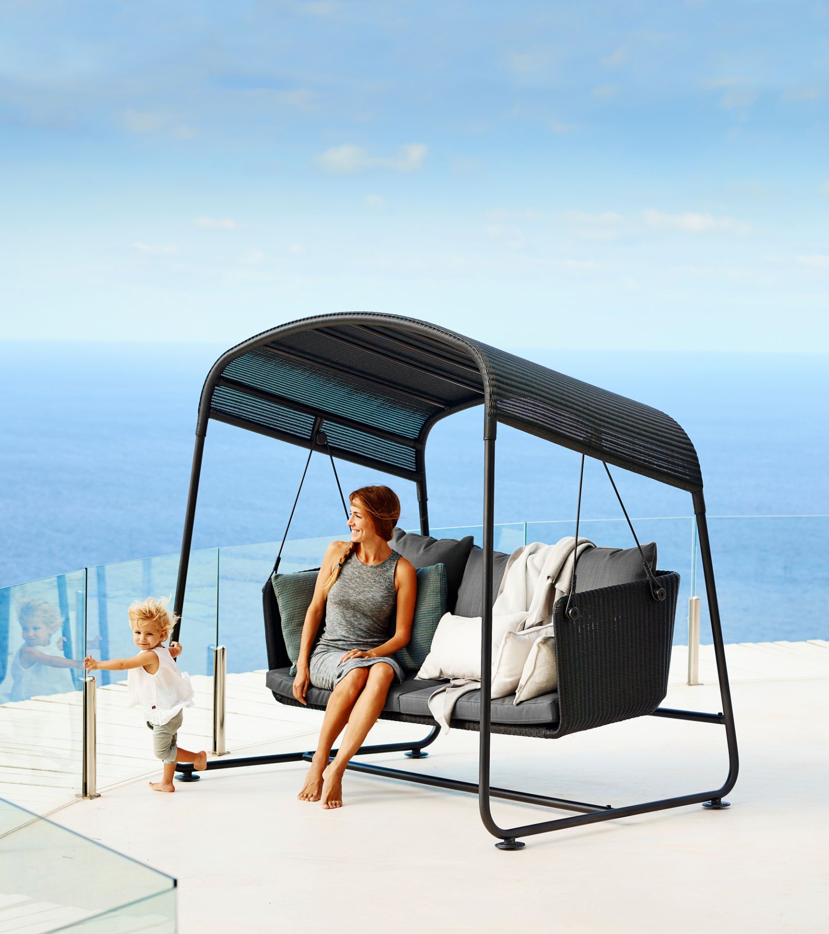 Cave Jardin Swing avec Coussin set Cane-Line