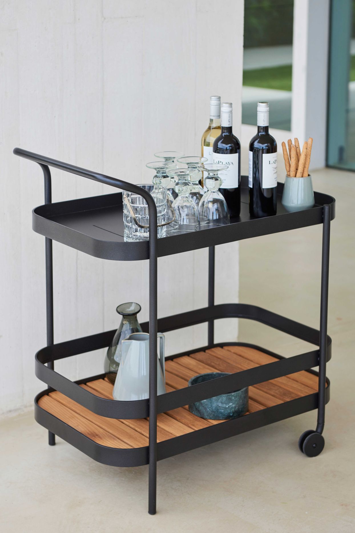 Roll Chariot de bar Gris lave Cane-Line