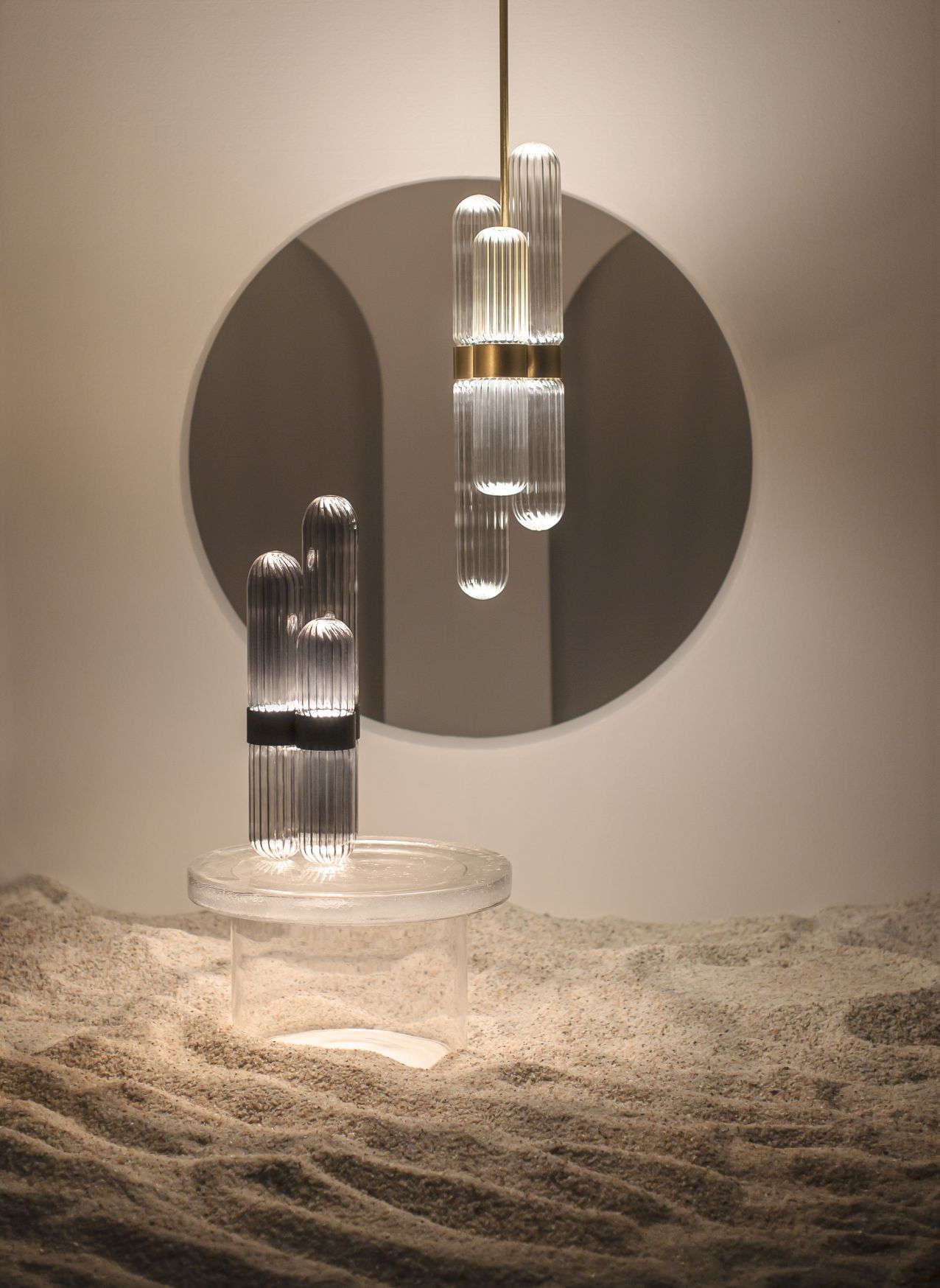 Cactus Lampadaire small noir/ transparent avec LED fixe 1600lm Pulpo