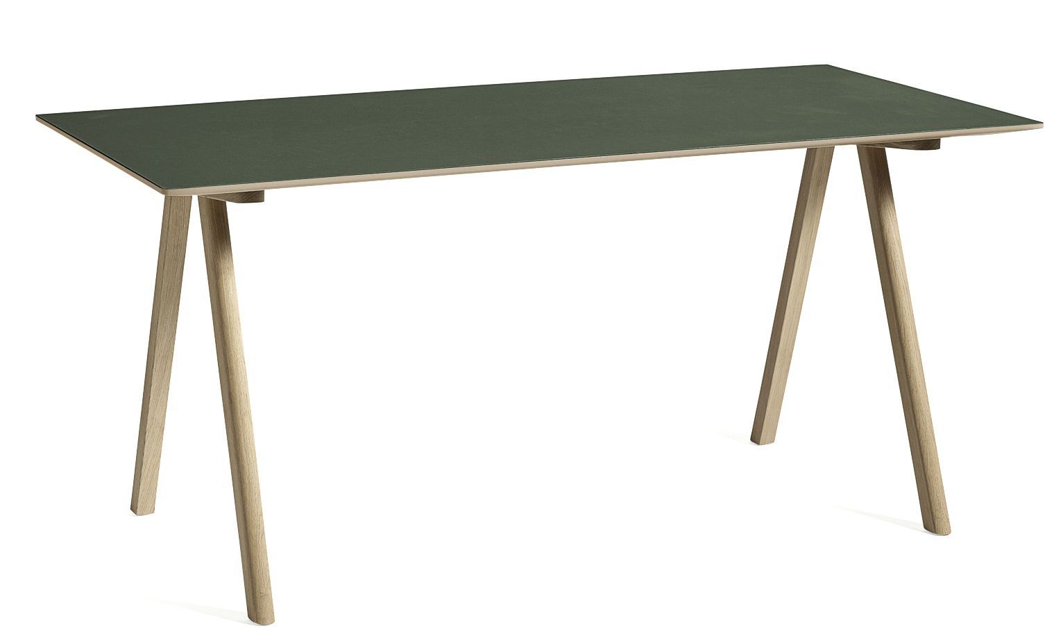 Copenhague Table CPH10 Hay Chêne vernis à l'eau / plateau linoléum vert chant MDF