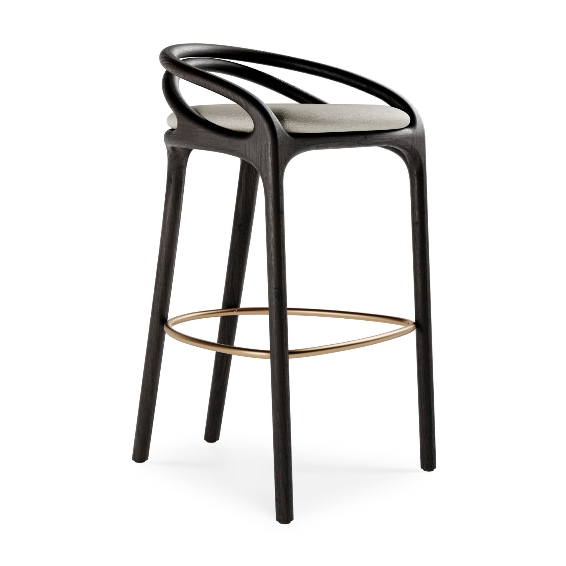 Aleta Tabouret de bar couleur laiton - beige Morpho